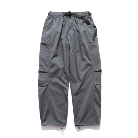 Трендовые серые брюки-карго от PMGO с эластичными затяжками внизу