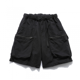 Однотонные чёрные базовые шорты PMGO с объёмными карманами по бокам