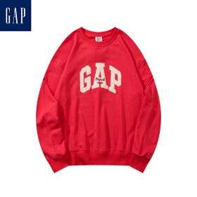 Красный свитшот GAP с бежевым логотипом на груди