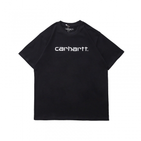Чёрная футболка Carhartt с белым логотипом на груди