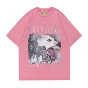 Розовая футболка Unusual с принтом злых псов