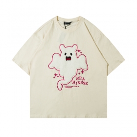 Молочная футболка REAKINSSE с изображением призрака спереди