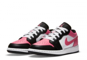 Черные с розовыми и белыми вставками кроссовки Air Jordan Low