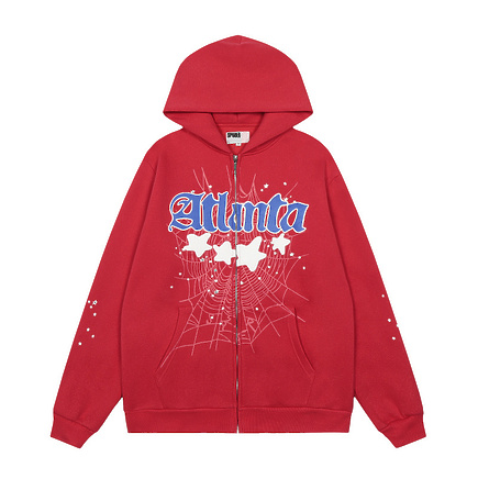 Худи Sp5der в красном цвете с начесом из качественного материала