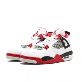 Белые кроссовки с черными и красными вставками Air Jordan 4