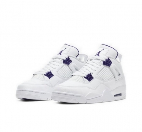 Белые с фиолетовыми вставками кроссовки Air Jordan 4