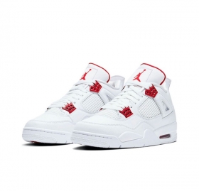 Белые с красным кроссовки Air Jordan 4