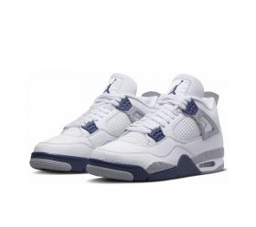 Белые кроссовки синие и серые вставки Air Jordan 4