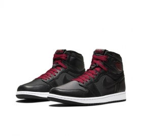 Черные кроссовки с красными шнурками Air Jordan High