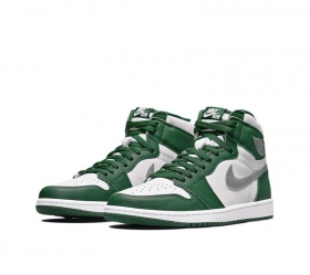 Белые с зелеными накладками кроссовки Air Jordan High