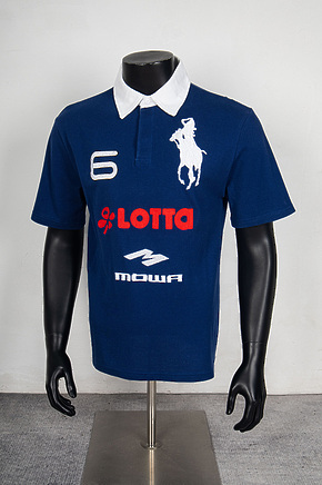 Поло Mowalola в синем цвете с белым воротником прямого кроя