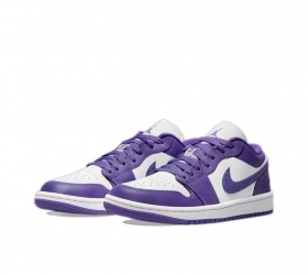 Фиолетовые с белыми вставками кроссовки Air Jordan  кожаLow