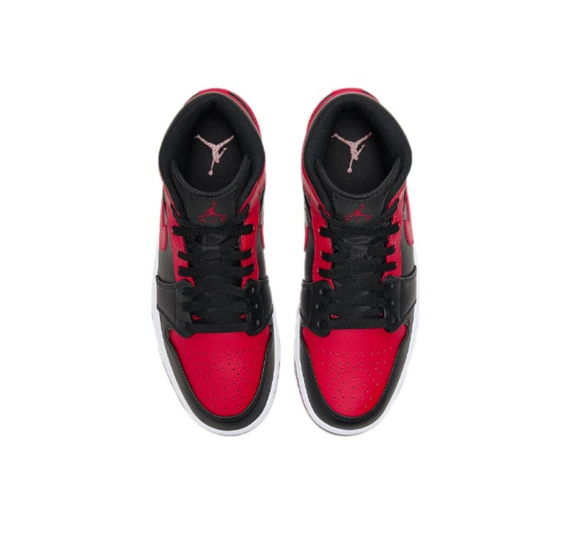 Кроссовки черные с красным Air Jordan Mid кожа