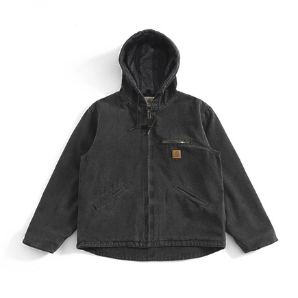 Куртка Carhartt чёрная джинсовая с капюшоном на завязках