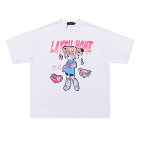 Белая с Аниме рисунком футболка от бренда Layfu оверсайз 
