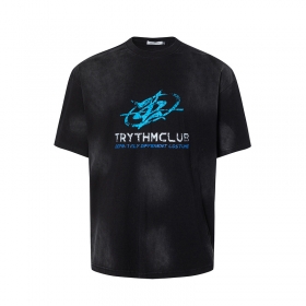 Базовая с потертостями и логотипом Rhythm Club чёрная футболка
