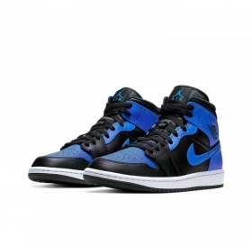 Кроссовки черные с синим Air Jordan High кожа
