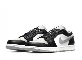 Черные с белыми и серыми вставками кроссовки Air Jordan Low кожа