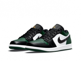 Черные с зелеными и белыми вставками кроссовки Air Jordan Low