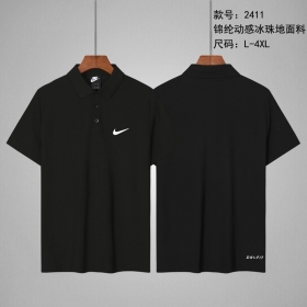 Однотонная Nike чёрного-цвета футболка поло классического фасона