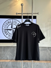 STONE ISLAND однотонная черного цвета футболка из хлопка