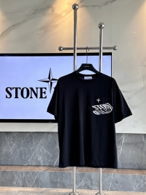 Черная с округлым вырезом STONE ISLAND футболка с принтом