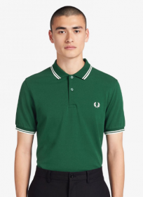 Комфортная футболка FRED PERRY поло в темно-зеленом цвете