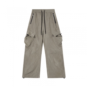 Стильные брюки-карго от Made Extreme бежевые на резинке с завязками
