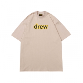 Бежевого цвета DREW HOUSE футболка с черно-желтым лого