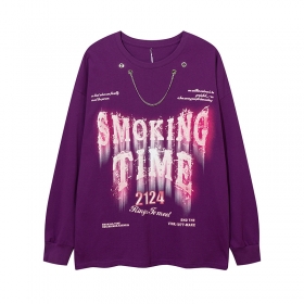 Модный лонгслив с цепью и лого Smoking Time фиолетовый
