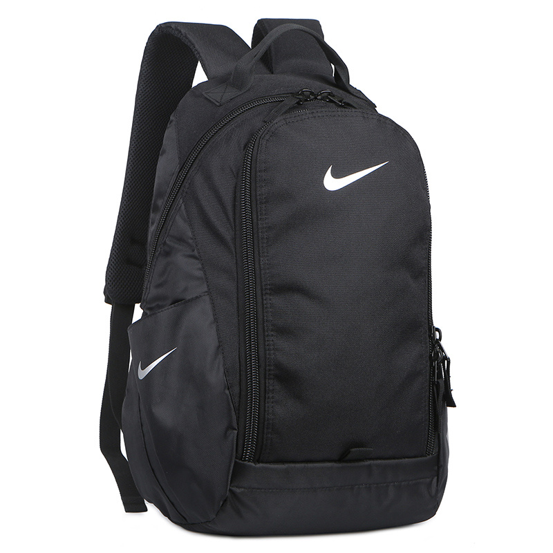 Чёрный рюкзак бренда Nike с лого и надписью белого цвета