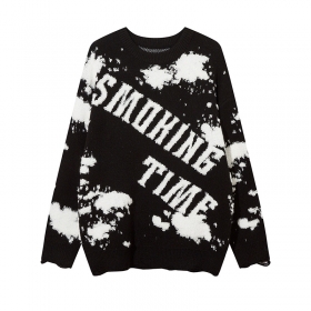 Smoking Time полностью черный свитер с логотипом бренда