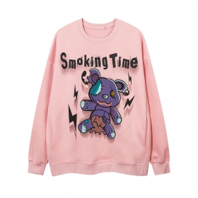 Свитшот Smoking Time розовый с рисунком "Зомби мишка"