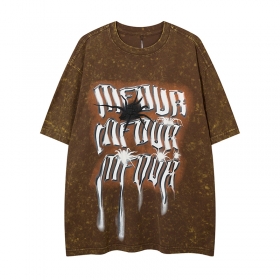 Хлопковая унисекс от Smoking Time коричневая с надписями футболка