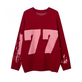 С принтом "77" красный свитер Smoking Time для любого случая