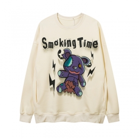 Универсальный молочный свитшот Smoking Time с принтом "Плюшевый мишка"
