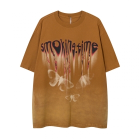 Повседневная хлопковая футболка Smoking Time цвет-коричневый
