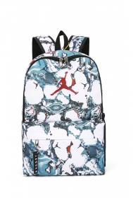 Бело-голубой стильный рюкзак Jordan с 2-мя отделениями на молнии