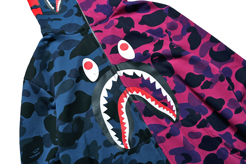 Сине-фиолетовое зип худи Bape Shark WGM