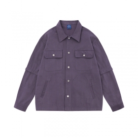 100% хлопковая TIDE EKU фиолетовая рубашка 2в1 на кнопках