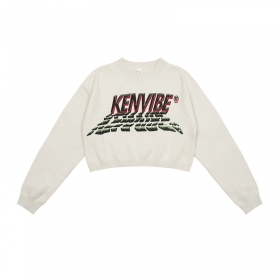 Молочного цвета короткий свитер Ken Vibe с фирменным логотипом