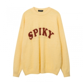 Пушистый желтый с лого AW SPIKY HEAD свитер прямого фасона