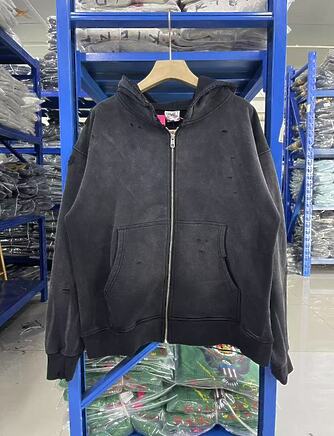 Saint Michael худи темно-серого цвета с рваными дырками