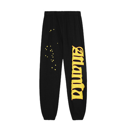 Sp5der штаны в черном цвете на резинке с ярким принтом