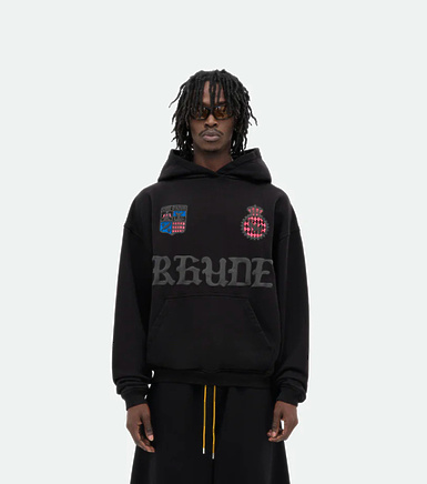 RHUDE худи черного цвета с надписью бренда на груди