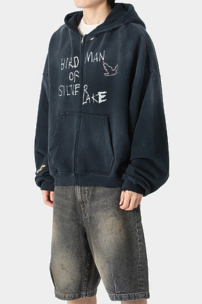 Paly Hollywood зип худи в черном цвете с белыми надписями