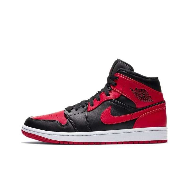 Кроссовки черные с красным Air Jordan Mid кожа