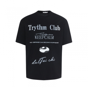Трендовая Rhythm Club футболка чёрная прямого кроя с коротким рукавом