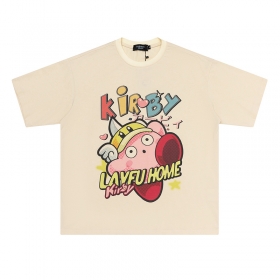 Бежевая футболка Layfu принт из игры  "Kirby" в стиле Аниме 