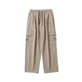 Карго штаны от бренда TXC Pants бежевого цвета со шнурком на талии